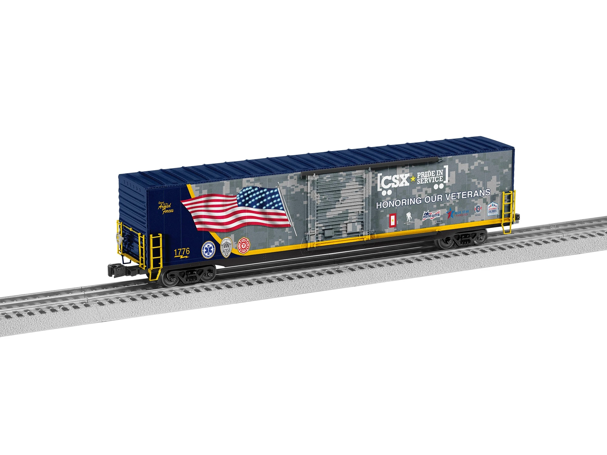 Lionel 2226840 O Scale Illuminated Flag Boxcar CSX Veterans 2 Lionel 2226840 O Scale Illuminated Flag Boxcar CSX Veterans - Image 2