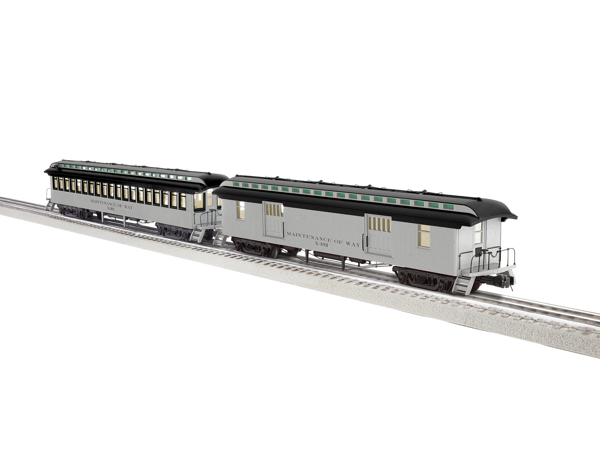 Lionel 2227400 O Scale Wood Baggage And Coach Set MOW 2 Pack 1 Lionel 2227400 O Scale Wood Baggage And Coach Set MOW 2 Pack