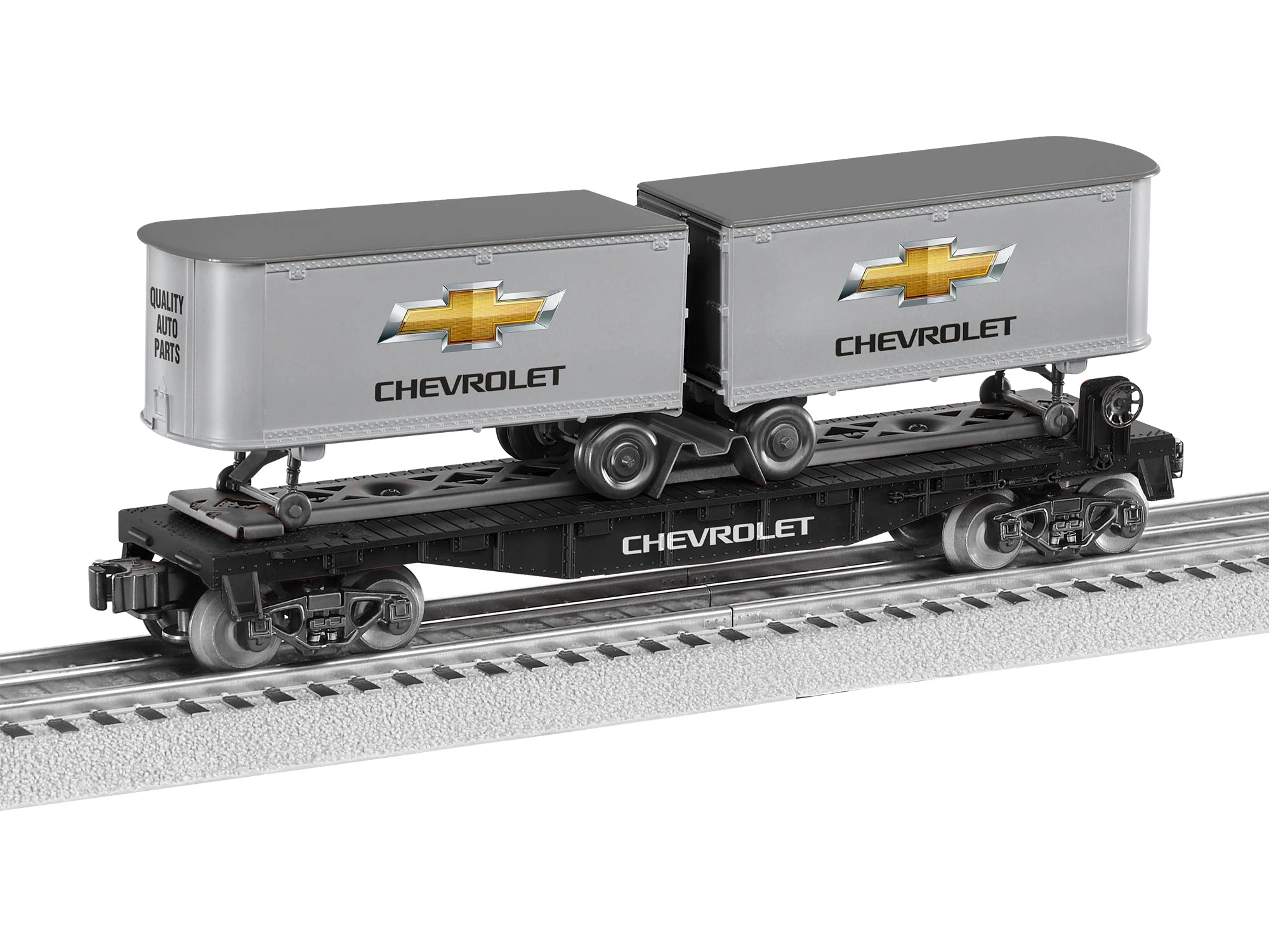 Lionel 2228450 O Gauge Chevy Flatcar With Piggyback Trailers 1 Lionel 2228450 O Gauge Chevy Flatcar With Piggyback Trailers