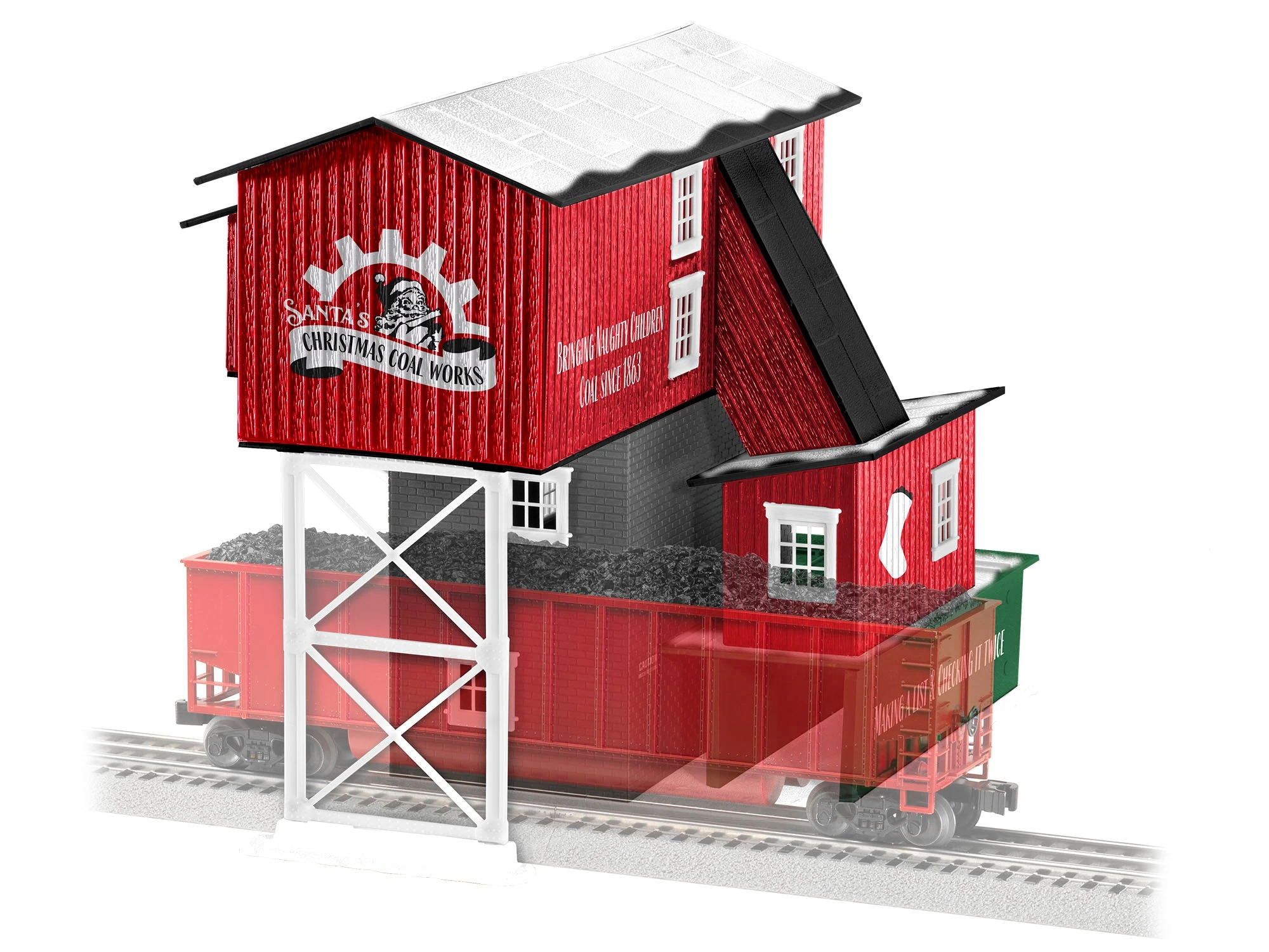 Lionel 2229320 O Gauge Christmas Coal Works Lighted Coaling Station (Plug-Expand-Play) 2 Lionel 2229320 O Gauge Christmas Coal Works Lighted Coaling Station (Plug-Expand-Play) - Image 2