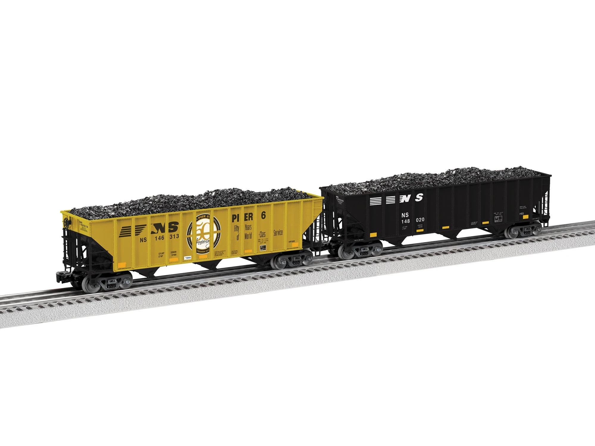 Lionel 2326100 O Scale 100 Ton Open Hopper Norfolk Southern "Yellow Pier 6" NS 2 Pack A 1 Lionel 2326100 O Scale 100 Ton Open Hopper Norfolk Southern "Yellow Pier 6" NS 2 Pack A