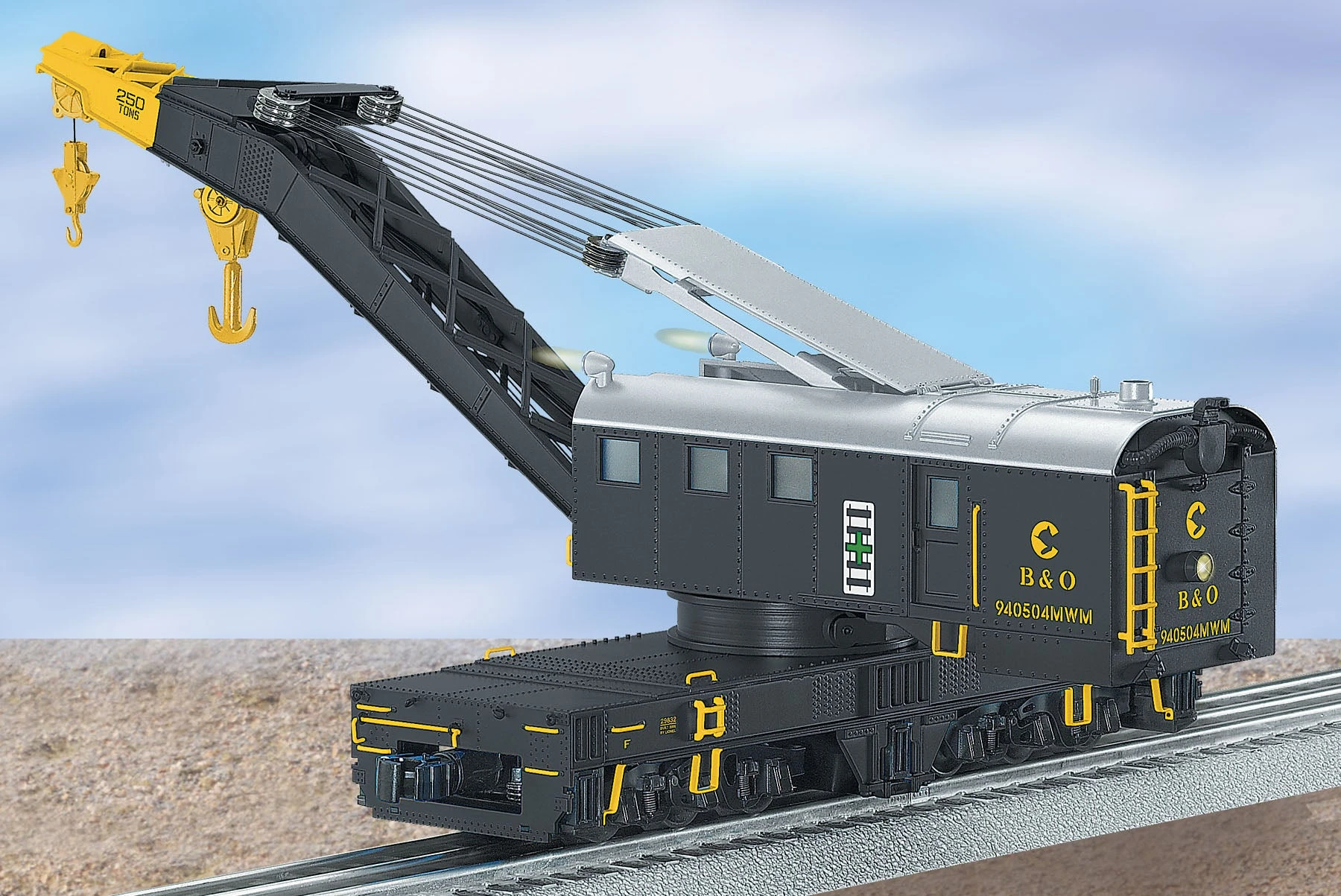 Lionel 6-29832 O Gauge Chessie System Crane Car With TMCC Command Control - NOS 2 Lionel 6-29832 O Gauge Chessie System Crane Car With TMCC Command Control - NOS - Image 2