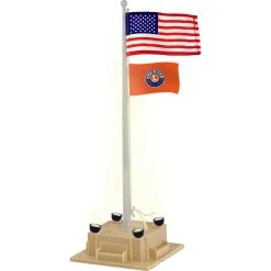 Lionel 6-84307 O Gauge Illuminated Flagpole With American And Lionel Flag (Plug-Expand-Play)