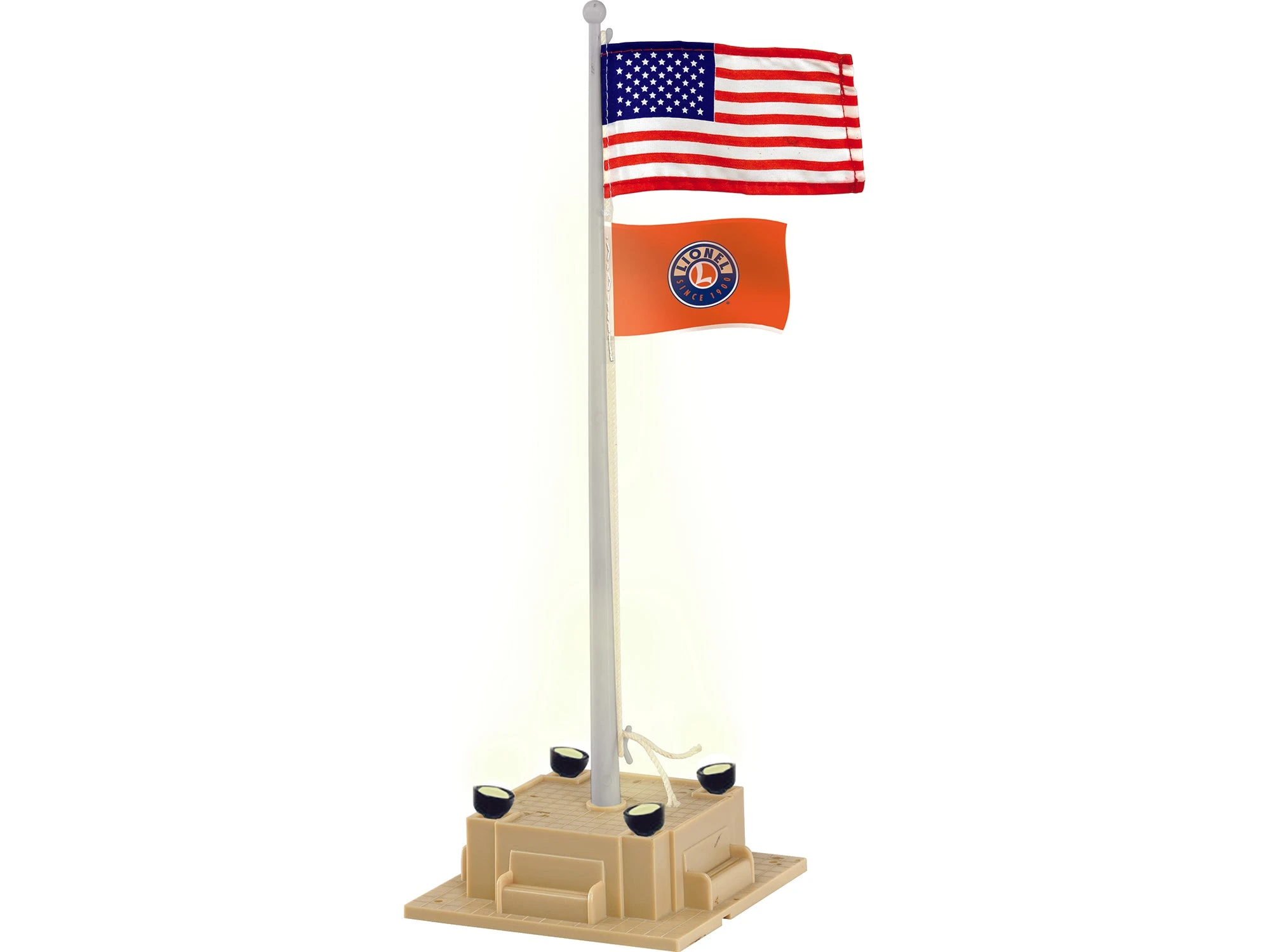 Lionel 6-84307 O Gauge Illuminated Flagpole With American And Lionel Flag (Plug-Expand-Play) 1 Lionel 6-84307 O Gauge Illuminated Flagpole With American And Lionel Flag (Plug-Expand-Play)