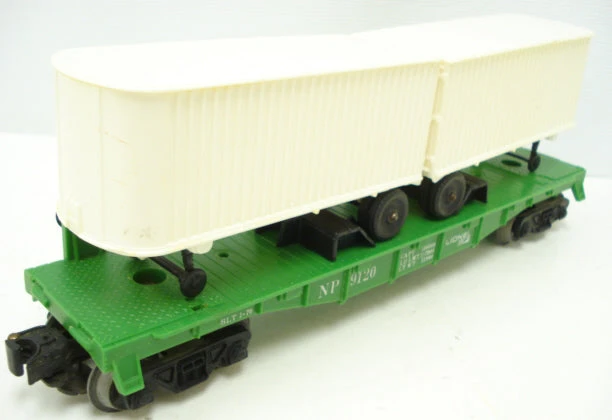 Lionel 6-9120 O Gauge Flatcar With Van Trailers Northern Pacific NP - NOS 1 Lionel 6-9120 O Gauge Flatcar With Van Trailers Northern Pacific NP - NOS