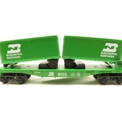 Lionel 6-9133 O Gauge Flatcarwith Van Trailers Burlington Northern BN