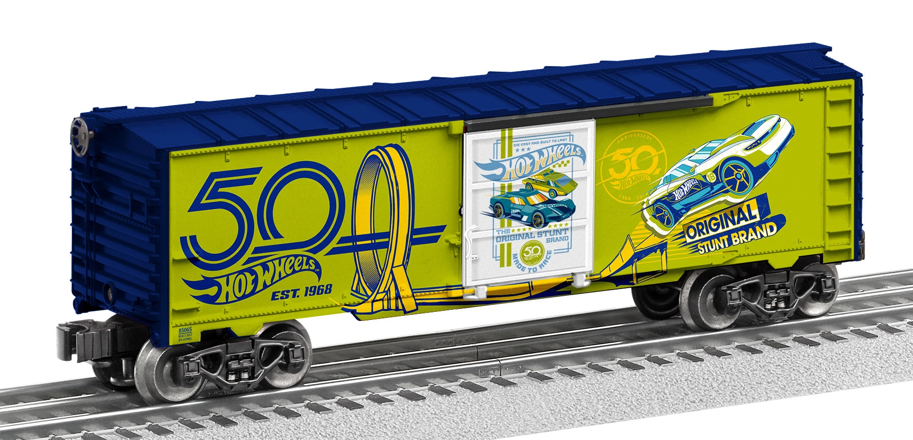 Lionel 685065 O-27 Gauge Hot Wheels 50th Anniversary Boxcar 1 Lionel 685065 O-27 Gauge Hot Wheels 50th Anniversary Boxcar